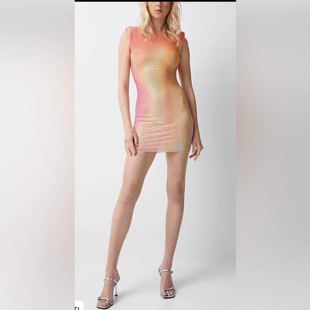 Self -Portait NWT PRINTED MESH RHINESTONE MINI DRESS size small or xsmall